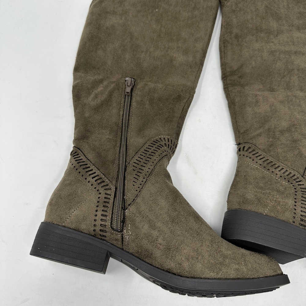 NEW! American Rag Women’s Tamar Closed Toe Knee High Olive Micro Fiber Boots - Picture 10 of 12